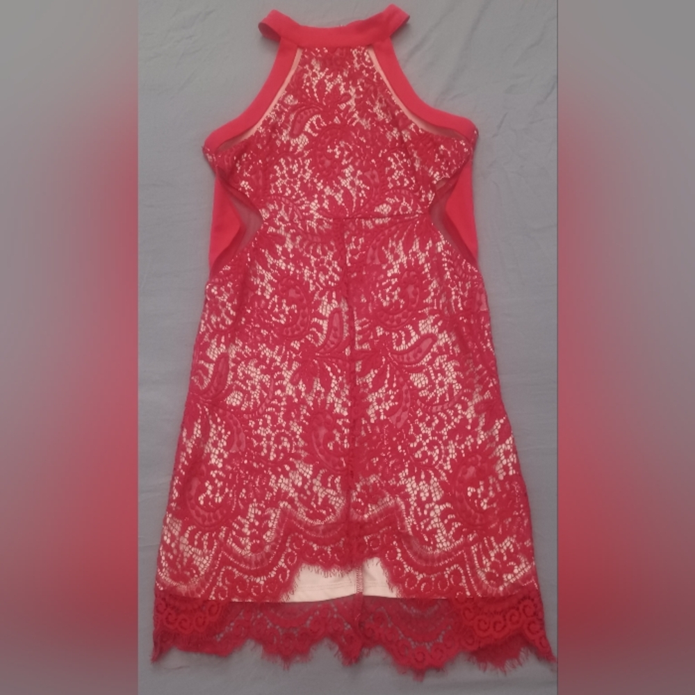Shinestar Lace Bohemian Halter Red Dress Size L